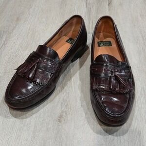 Vintage Mens Size 9 Oxblood Brown Tassel Loafers Prep Academia Old Money